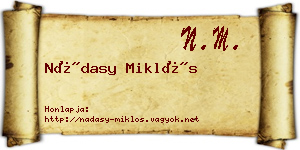 Nádasy Miklós névjegykártya